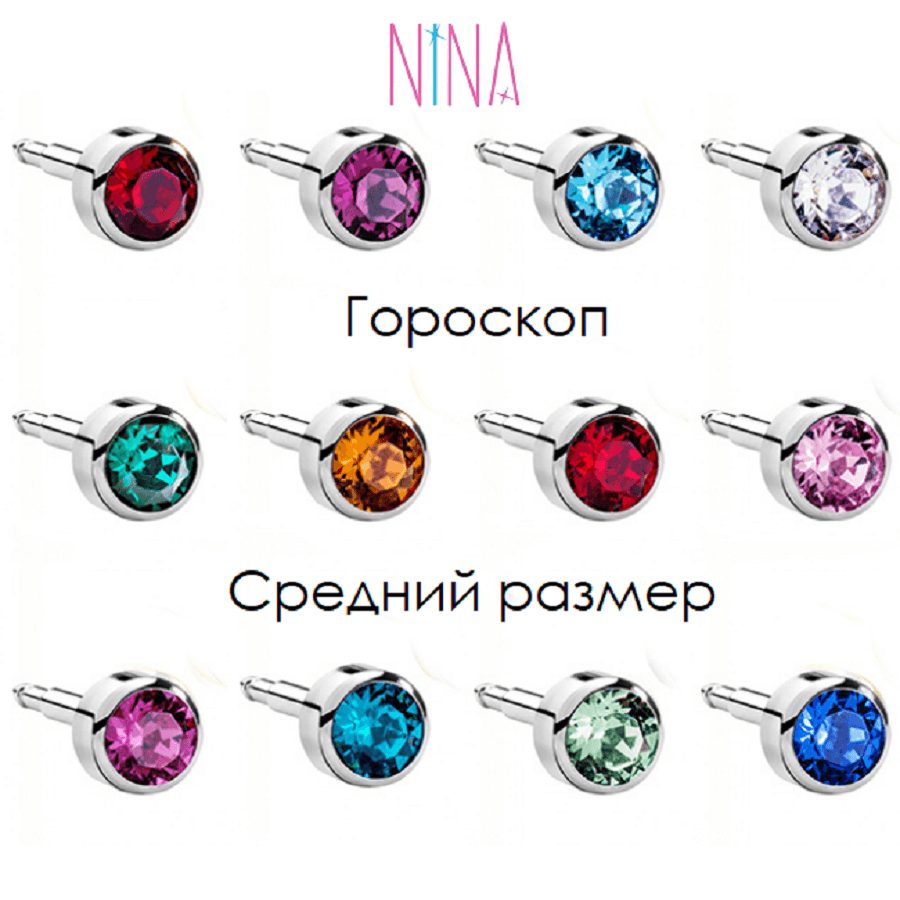 Серьги для прокола ушей NINA Гороскоп сталь